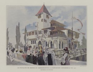 Pavilion of Bosnia and Herzegovina at the Exposition Universelle 1900, Paris by Alphonse Marie (after) Mucha