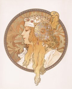 Byzantine head of a blond maiden, c.1897 by Alphonse Mucha