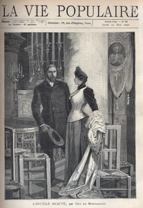 In a church, a beautiful and elegant couple stand up among candles and pray to God. Illustration by Alfons Maria Mucha by Alphonse Mucha