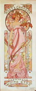 Poster for White Star Champagne by Moet et Chandon by Alphonse Marie Mucha