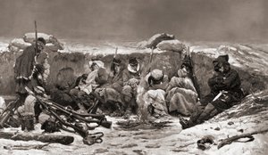French Soldiers in Trench. Siege of Paris. Franco-Prussian War by Alphonse Marie de (after) Neuville