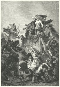 Germanic women defending their camp to the death by Alphonse Marie de (after) Neuville
