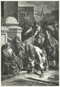 The Death of Roman Consul Marcus Papirius in the Gallic Sack of Rome, 387 BC (engraving) by Alphonse Marie de (after) Neuville