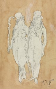 Two Young Men of Fashion Standing, Second Half 19th Century by Alphonse Marie de Neuville