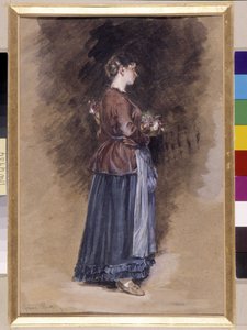 Farmhouse with the Basket of Flowers by Alphonse Moutte