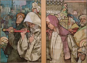 A. Mucha, Window of St. Vitus in Prague / Carton 1931 by Alphonse Mucha