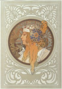 Byzantine Head: Blonde by Alphonse Mucha