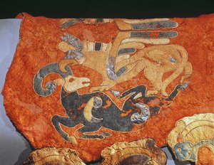 Saddle Cover Decorated with Griffin Attacking a Mountain Goat by Altaic School
