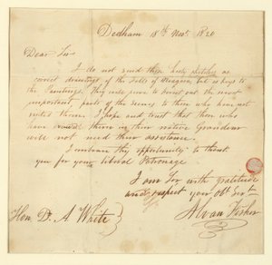 Letter to Mr. D.A. White by Alvan Fisher