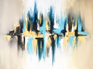 Abstract Blue Gold Reflection