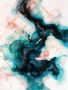 Abstract Teal Gold Flow