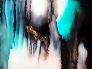 Abstract Teal Gold Flow