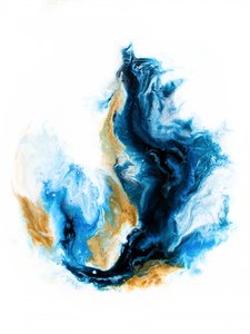 Deep Blue Gold Waves by Alyson Storms