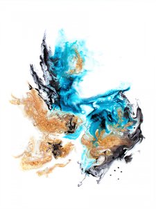 Vibrant Teal Gold Abstract
