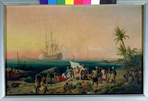 Jean de Bethencourt, Norman Navigator, discovering the island of Lanzarote in 1402, 1848 by Ambroise Louis Garneray
