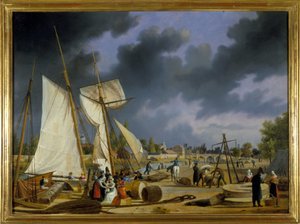The Port of Caen by Louis Garneray, circa 1820 by Ambroise Louis Garneray