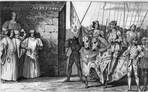 Joan of Arc (1412-31) arrives at Rheims in 1429 to await the coronation of Charles VII (1403-61) - Charles VII 