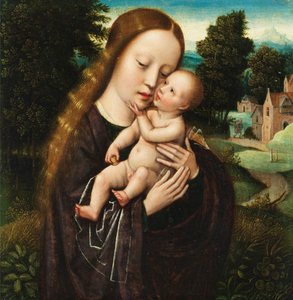 Mary with Child in Landscape by Ambrosius Benson
