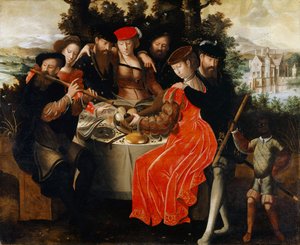 Music Making Company Outdoors, c.1540-50 by Ambrosius Benson