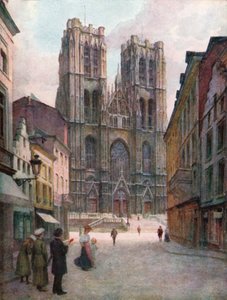 The Cathedral of Ste Gudule, Brussels by Amedee (after) Forestier