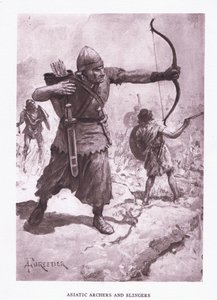 Asiatic Archers and Slingers (illustration from The Roman Soldier) by Amedee Forestier