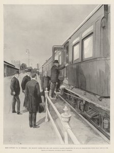 King Edward VII in Germany, His Majesty Inspecting His New Railway Saloon, Projected to Run in Conjunction with That Now in Use