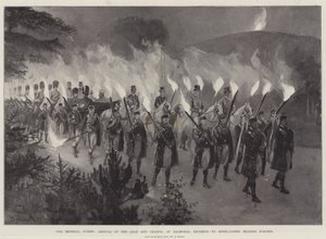 Our Imperial Guests, Arrival of the Czar and Czarina at Balmoral, Escorted by Highlanders Bearing Torches