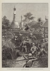 The Fighting in Burmah, Advanced Guard of a Movable Flying Column attacking a Village occupied by the Enemy by Amedee Forestier