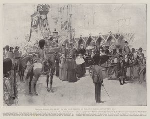 The Royal Entrance into the City, the Lord Mayor presenting the Pearl Sword to Her Majesty at Temple Bar by Amedee Forestier