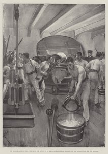The Spanish-American War, preparing for Action on an American Man-of-War, filling Gun and Division Tubs for the Sponges