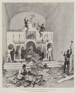 The Trouble in Crete, Turkish Troops desecrating a Church at Galata