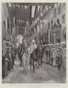 The Visit of the German Emperor to Syria, the Emperor and Empress Passing Through the New Grand Bazaar at Damascus