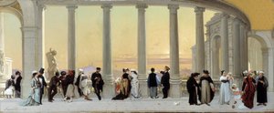 Characters on the Terrace of the Palace Longchamp in Marseille by Amedee Ternante Lemaire