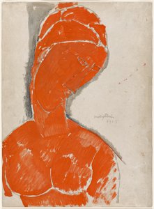 Female Bust in Red by Amedeo Modigliani