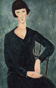 Seated Woman in Blue Dress