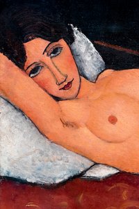 Nude lying on a white cushion, ca. 1917