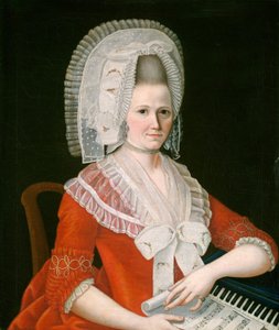 Lady Wearing a Large White Cap