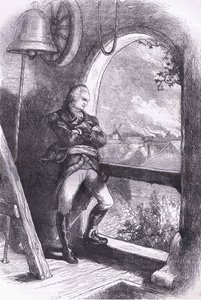 Arnold viewing the destruction of New England, illustration from Cassells History of the United States