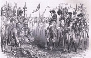 General Burgoyne addressing the indians, illustration from Cassells History of the United States published by Cassell, Petter & Galpin, c.1900 by American English school