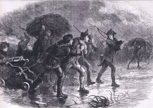 Night Maneuvers of the Americans at Boston, illustration from Cassells History of the United States published by Cassell, Petter & Galpin, c.1900 by American English school