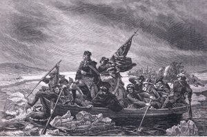 Washington crossing the Delaware, illustration from Cassells History of the United States published by Cassell, Petter & Galpin, c.1900 by American English school