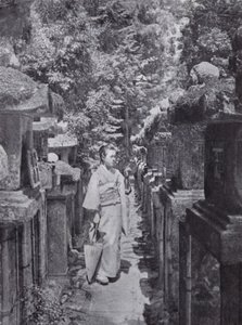 A Fair Devotee Counting the Stone Lanterns at Kasuga