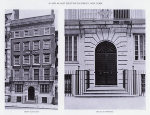 Charles A Platt: 47 and 49 East Sixty-Fifth Street, New York, Front Elevation, (detail) by American Photographer (after)