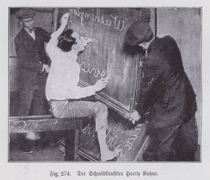 Harry Kahne, American man capable of writing with both hands, both feet and his mouth simultaneously
