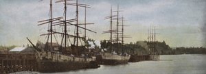 Oregon: Sailing Ships at Anchor in Portland Harbor