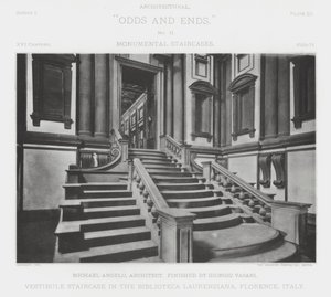 Vestibule Staircase in the Biblioteca Laurenziana, Florence, Italy