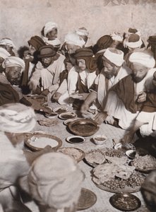 Arab Villagers Eating a Meal, Palestine by American Photographer