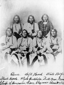 Bosse, Left Hand, White Wolf, Black Kettle, White Antelope, Bull Bear, Neva: Chiefs of Arapahoe, Sioux, Cheyenne and Kiowa tribes, c.1860-68 by American Photographer