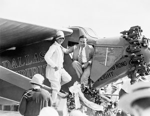 Captain and Mrs. P Erwin at the unveiling of Dallas Spirit at Love Field, 6th August, 1927