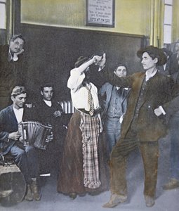 Immigrants in folk dance on Ellis Island, New York Harbor by American Photographer